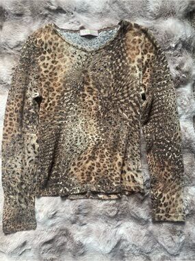 Vintage 90’s Daphne Women's Animal Print Knit Pullover Long Sleeve Top S
